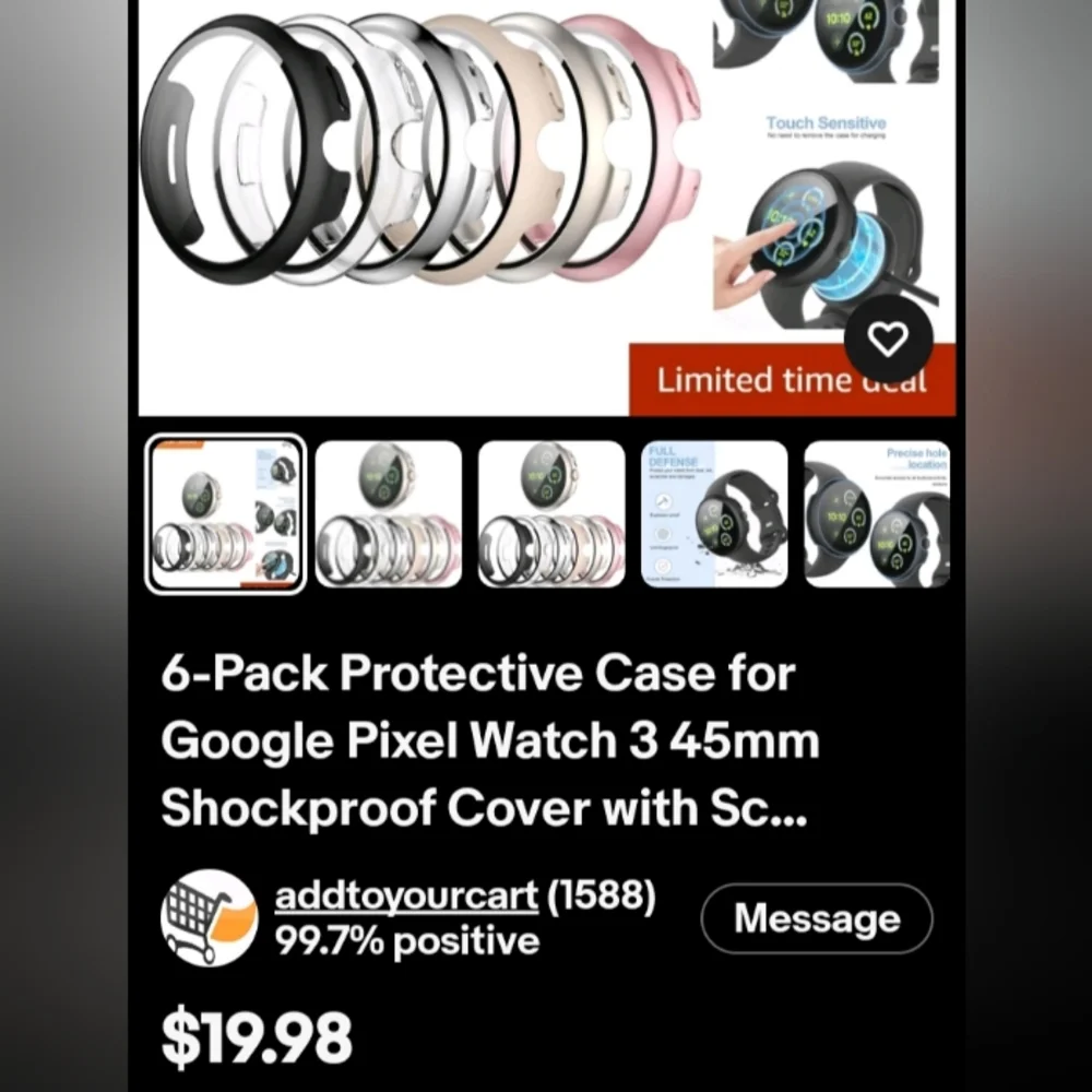 Protective Case for Google Pixel Watch 3 - 6-Pack